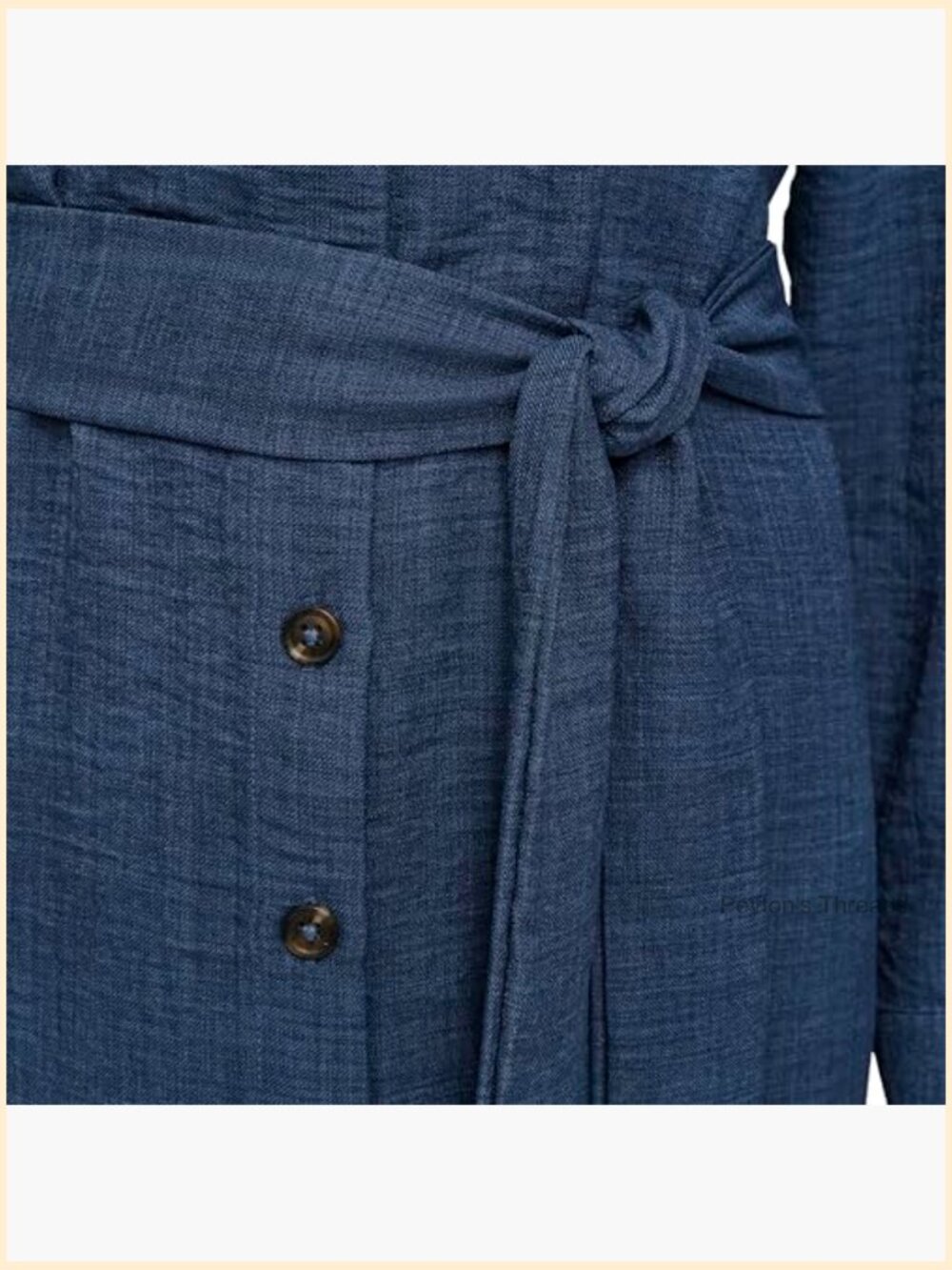 Long Sleeve Collared Tie Waist Midi Shirtdress with Pockets - Picture 6 of 6